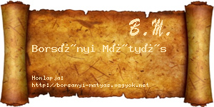 Borsányi Mátyás névjegykártya